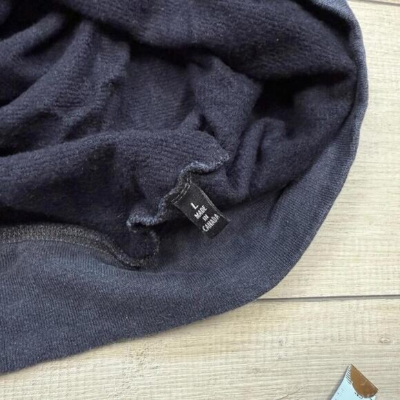 Y2K Muskoka Smiley Face Hoodie L Navy Made in Canada Hand-Drawn Vintage Skater - Picture 5 of 7